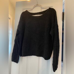 Eileen Fisher New York Large Black Linen Blend Minimalist Sweater Heavy Knit Vtg